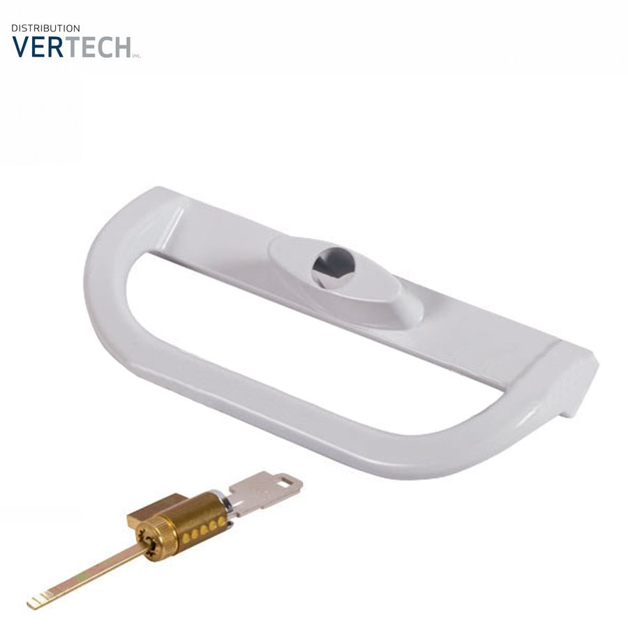 HANDLE PATIO DOOR-EXTERIOR- WHITE WITH KEY